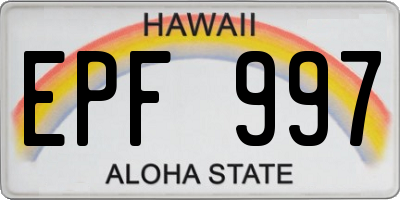 HI license plate EPF997