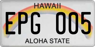 HI license plate EPG005