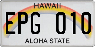 HI license plate EPG010