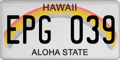 HI license plate EPG039