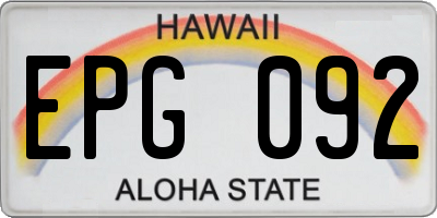 HI license plate EPG092