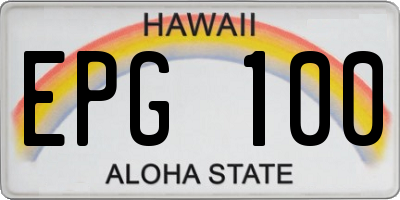 HI license plate EPG100