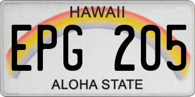 HI license plate EPG205