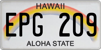 HI license plate EPG209