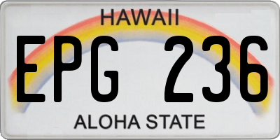 HI license plate EPG236