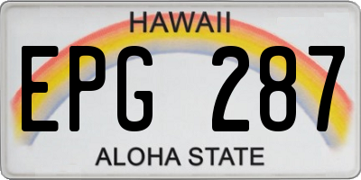HI license plate EPG287
