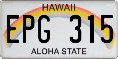 HI license plate EPG315