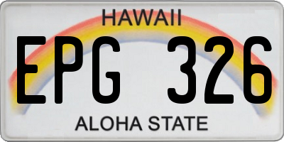 HI license plate EPG326