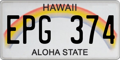 HI license plate EPG374