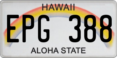 HI license plate EPG388