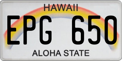 HI license plate EPG650