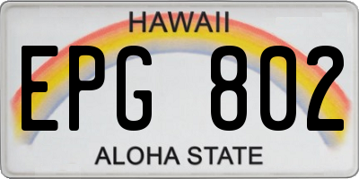 HI license plate EPG802