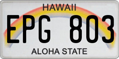 HI license plate EPG803