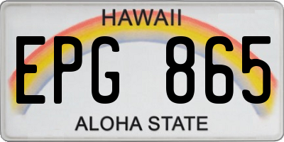 HI license plate EPG865