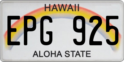 HI license plate EPG925