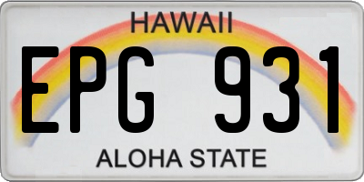 HI license plate EPG931