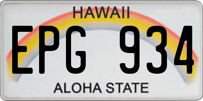 HI license plate EPG934