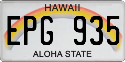 HI license plate EPG935