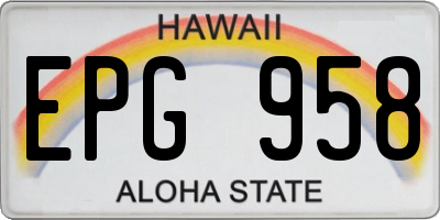 HI license plate EPG958
