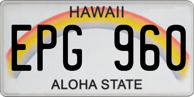 HI license plate EPG960