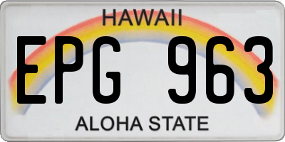 HI license plate EPG963