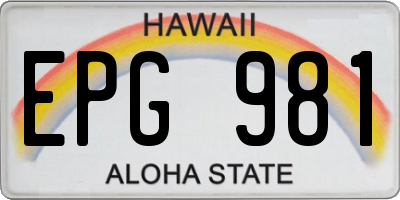 HI license plate EPG981