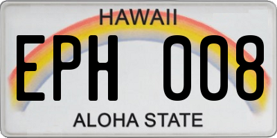 HI license plate EPH008