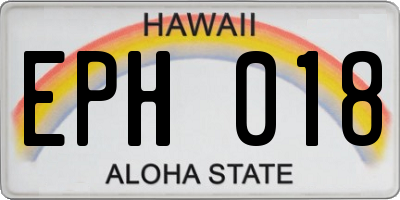 HI license plate EPH018