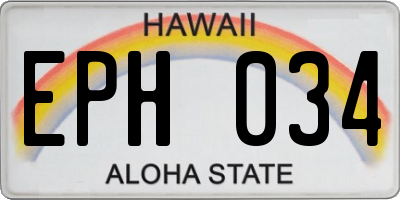 HI license plate EPH034