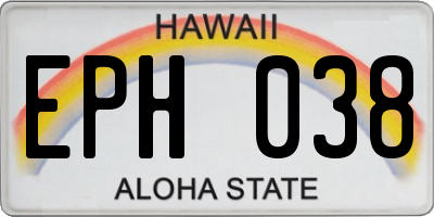 HI license plate EPH038