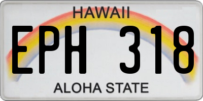 HI license plate EPH318