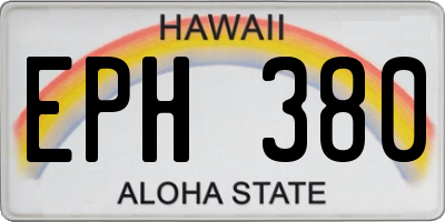 HI license plate EPH380
