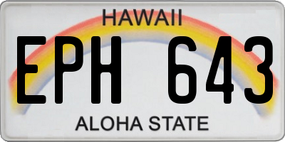HI license plate EPH643