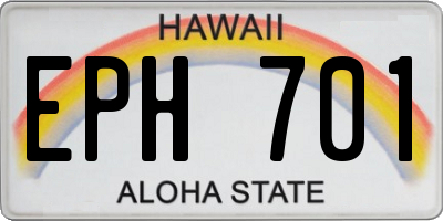 HI license plate EPH701