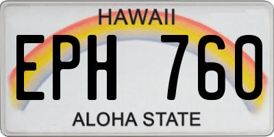 HI license plate EPH760