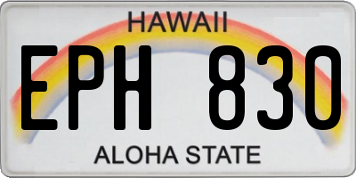 HI license plate EPH830