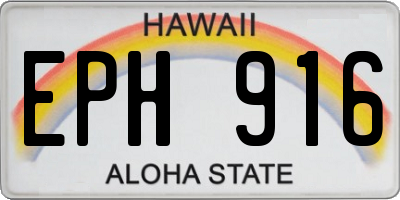 HI license plate EPH916