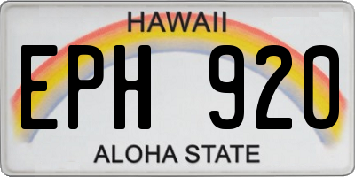HI license plate EPH920