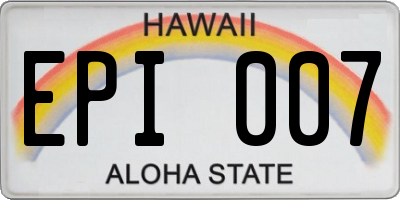 HI license plate EPI007