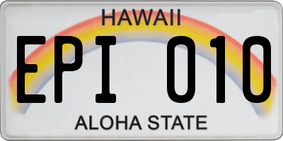 HI license plate EPI010