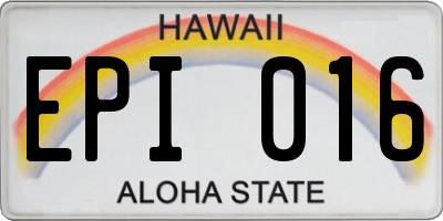 HI license plate EPI016