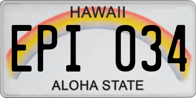 HI license plate EPI034
