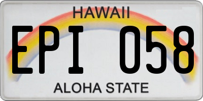 HI license plate EPI058