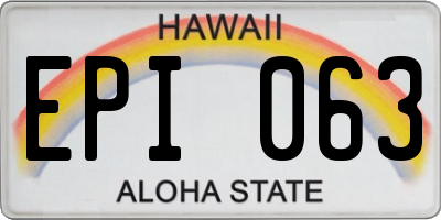 HI license plate EPI063