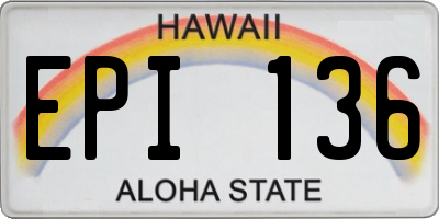 HI license plate EPI136