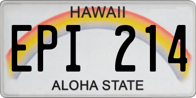 HI license plate EPI214