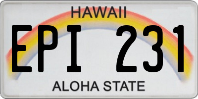HI license plate EPI231