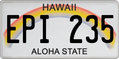HI license plate EPI235