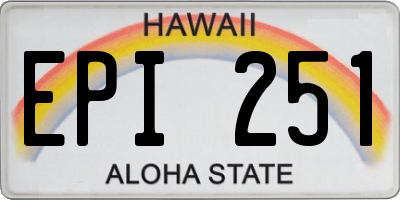 HI license plate EPI251