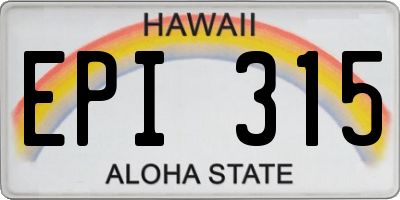 HI license plate EPI315